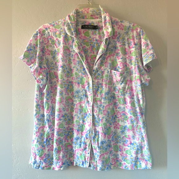 Lauren Ralph Lauren Womens Top Floral Pajama Size M - Picture 2 of 9